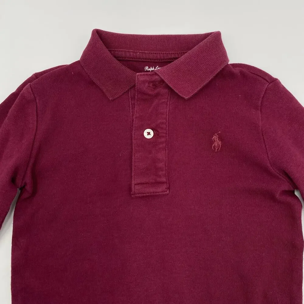 Ralph Lauren Boy's Maroon Long Sleeve Polo One Piece Size 24M
